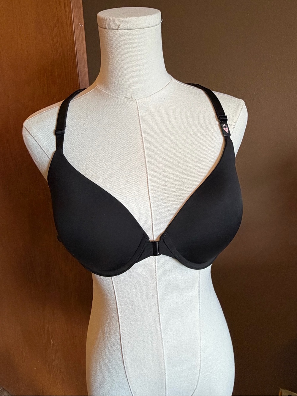 Victoria's Secret Black Front-Close T-Shirt Bra with Light Padding